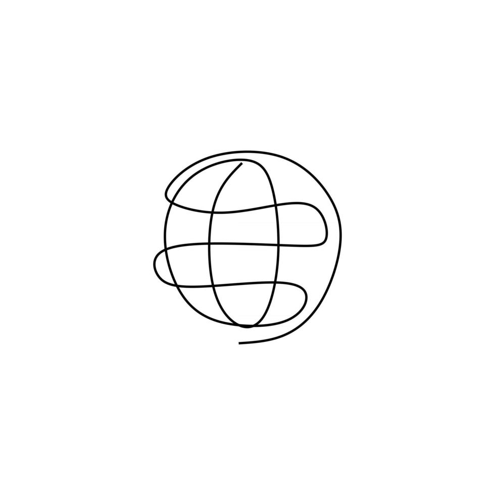 continua una linea di icone del globo logo del globo in stile linea singola isolato su sfondo bianco vettore
