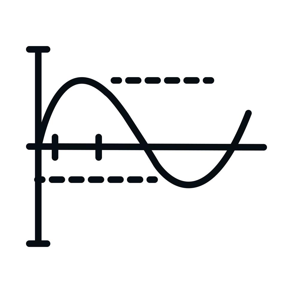 icona di stile e linea di analisi del diagramma di calcolo delle scienze della scuola di educazione matematica vettore