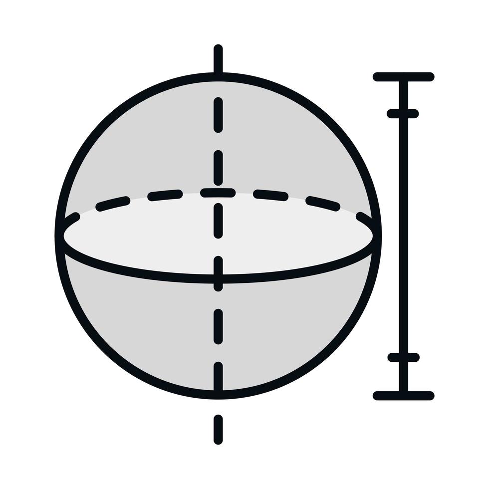 la sfera delle scienze della scuola dell'educazione matematica misura la linea della geometria e riempi l'icona dello stile vettore