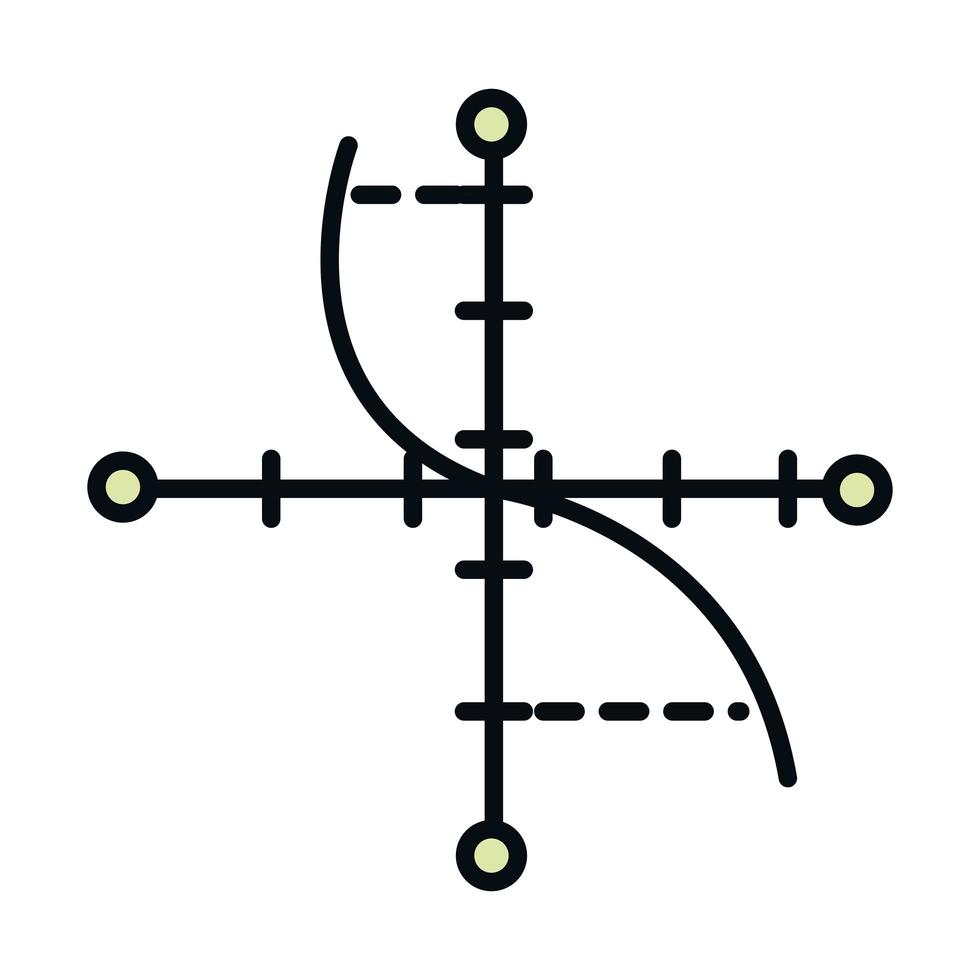 linea del grafico cartesiano della scuola dell'educazione matematica e icona dello stile di riempimento vettore