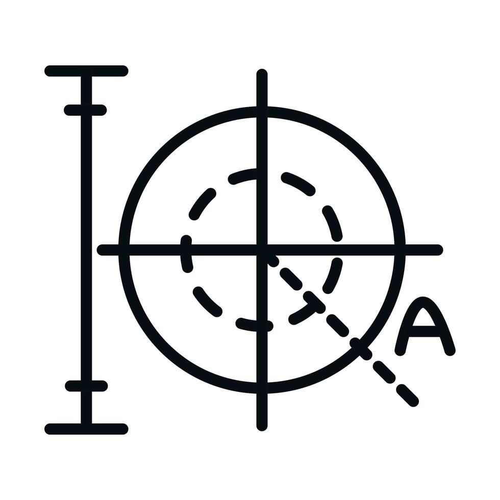 icona di stile e linea del diagramma di trigonometria delle scienze della scuola di educazione matematica vettore