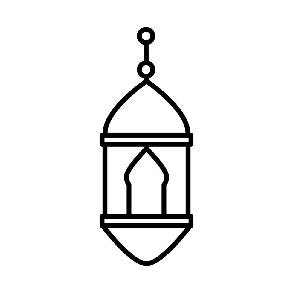 lanterna ornamento eid mubarak icona stile linea celebrazione religiosa islamica vettore