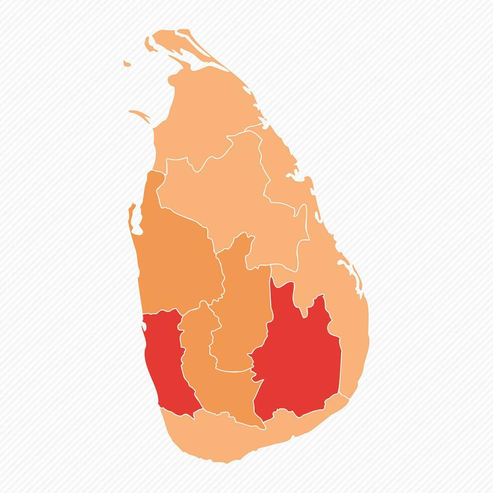 colorato sri lanka diviso carta geografica illustrazione vettore