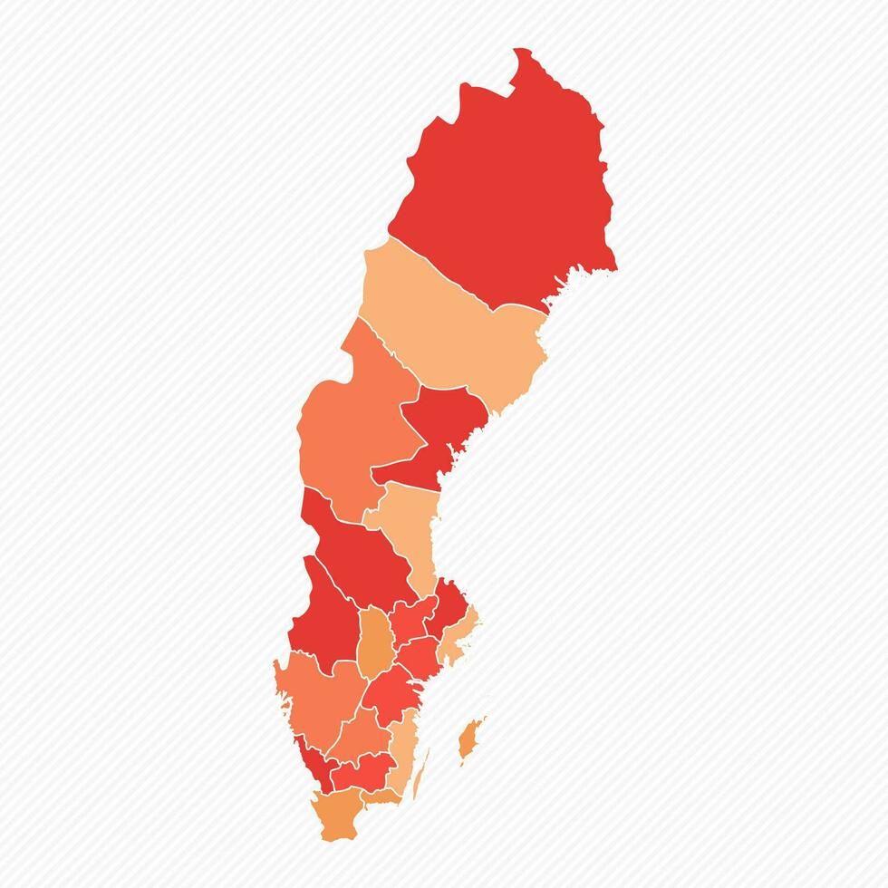 colorato Svezia diviso carta geografica illustrazione vettore