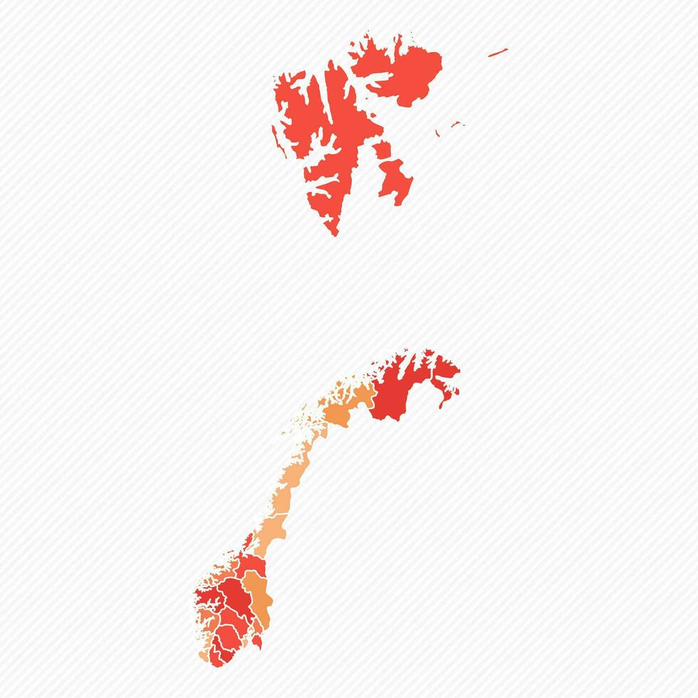 colorato Norvegia diviso carta geografica illustrazione vettore