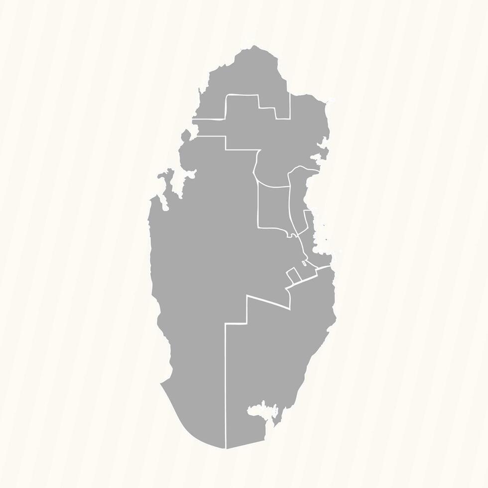 dettagliato carta geografica di Qatar con stati e città vettore