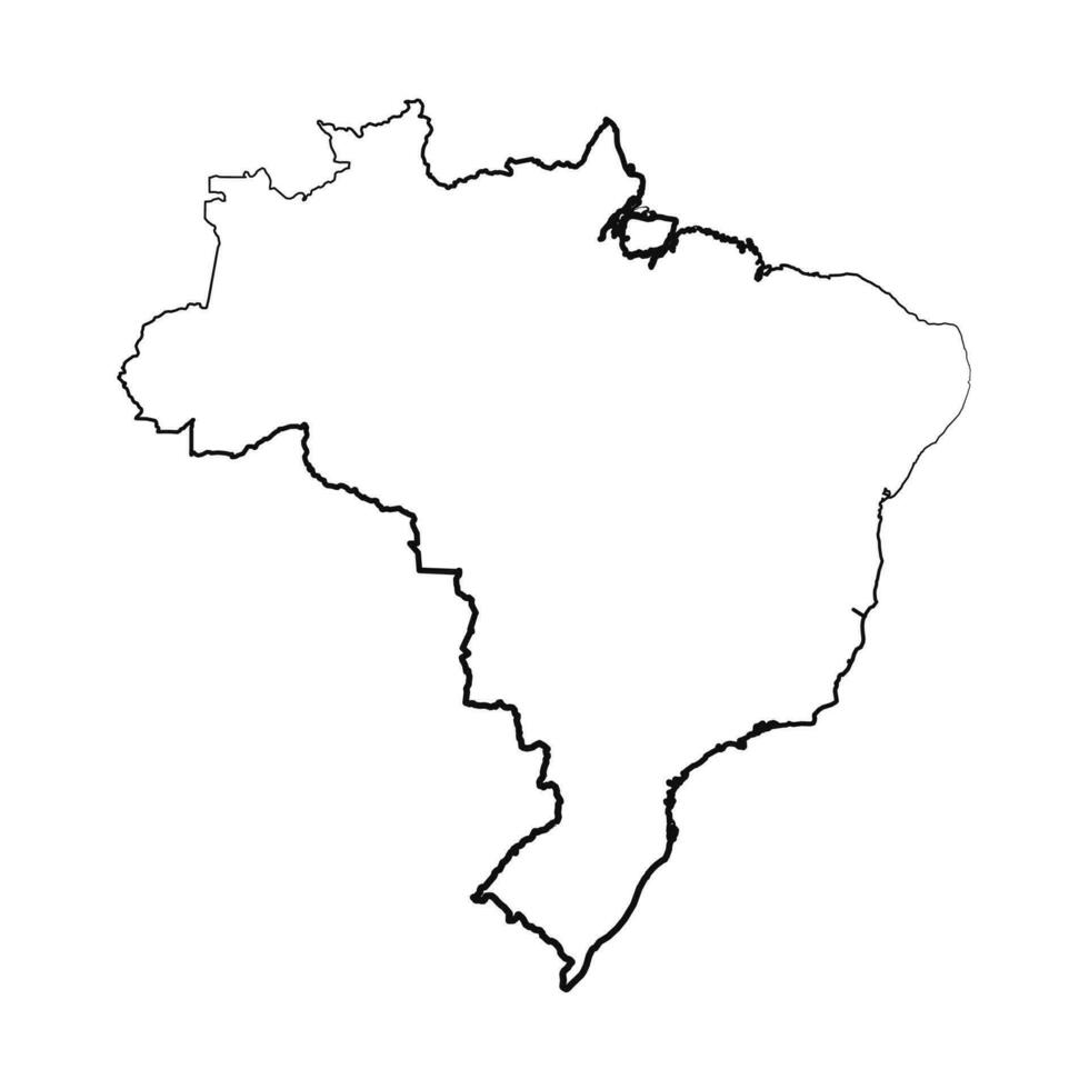 mano disegnato foderato brasile semplice carta geografica disegno vettore
