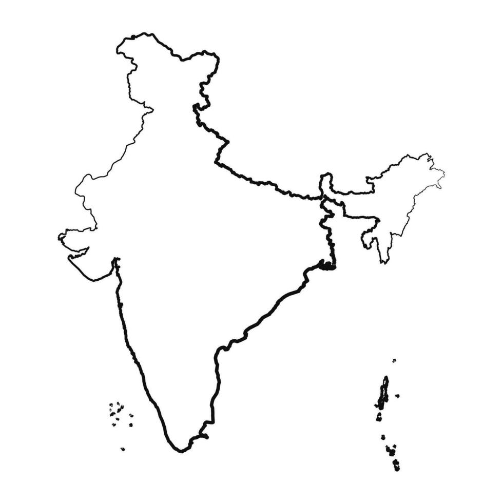 mano disegnato foderato India semplice carta geografica disegno vettore