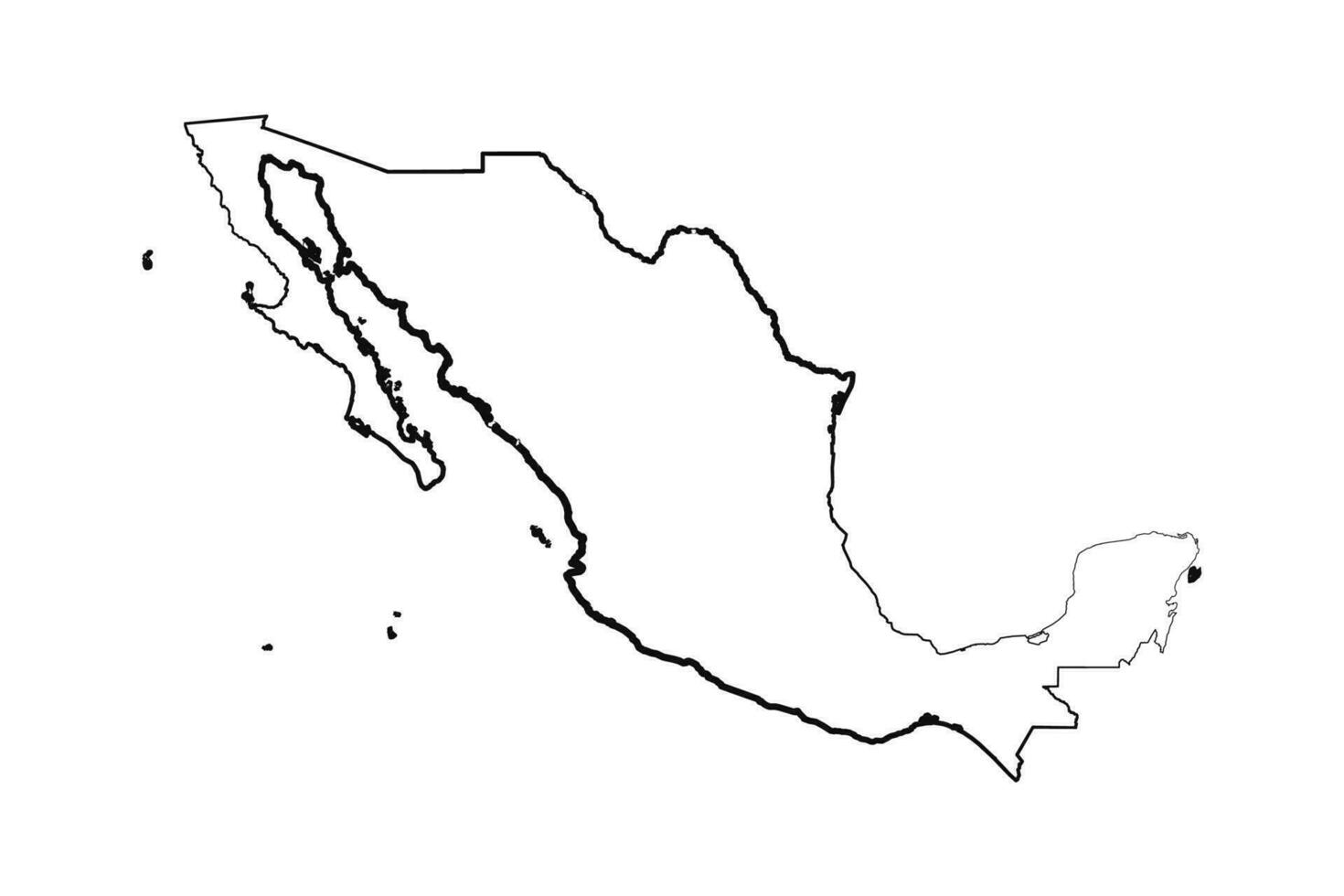 mano disegnato foderato Messico semplice carta geografica disegno vettore