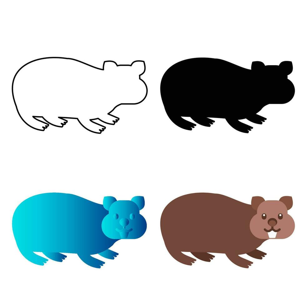 astratto piatto wombat animale silhouette illustrazione vettore