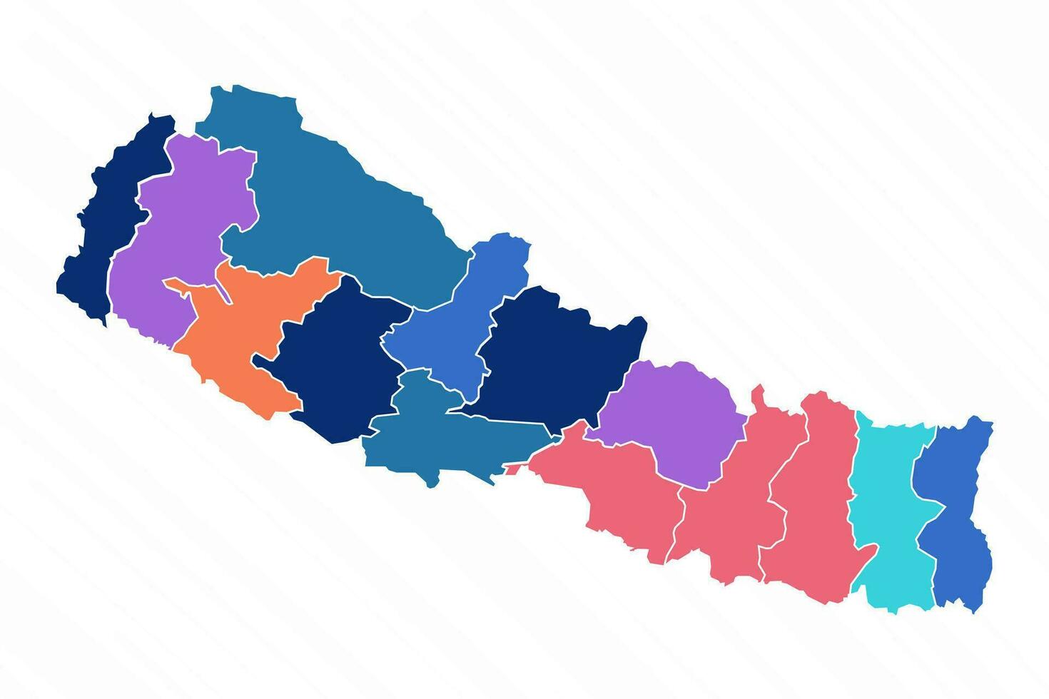 multicolore carta geografica di Nepal con province vettore