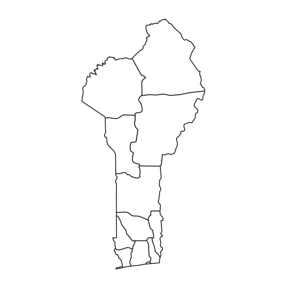 schema schizzo carta geografica di benin con stati e città vettore