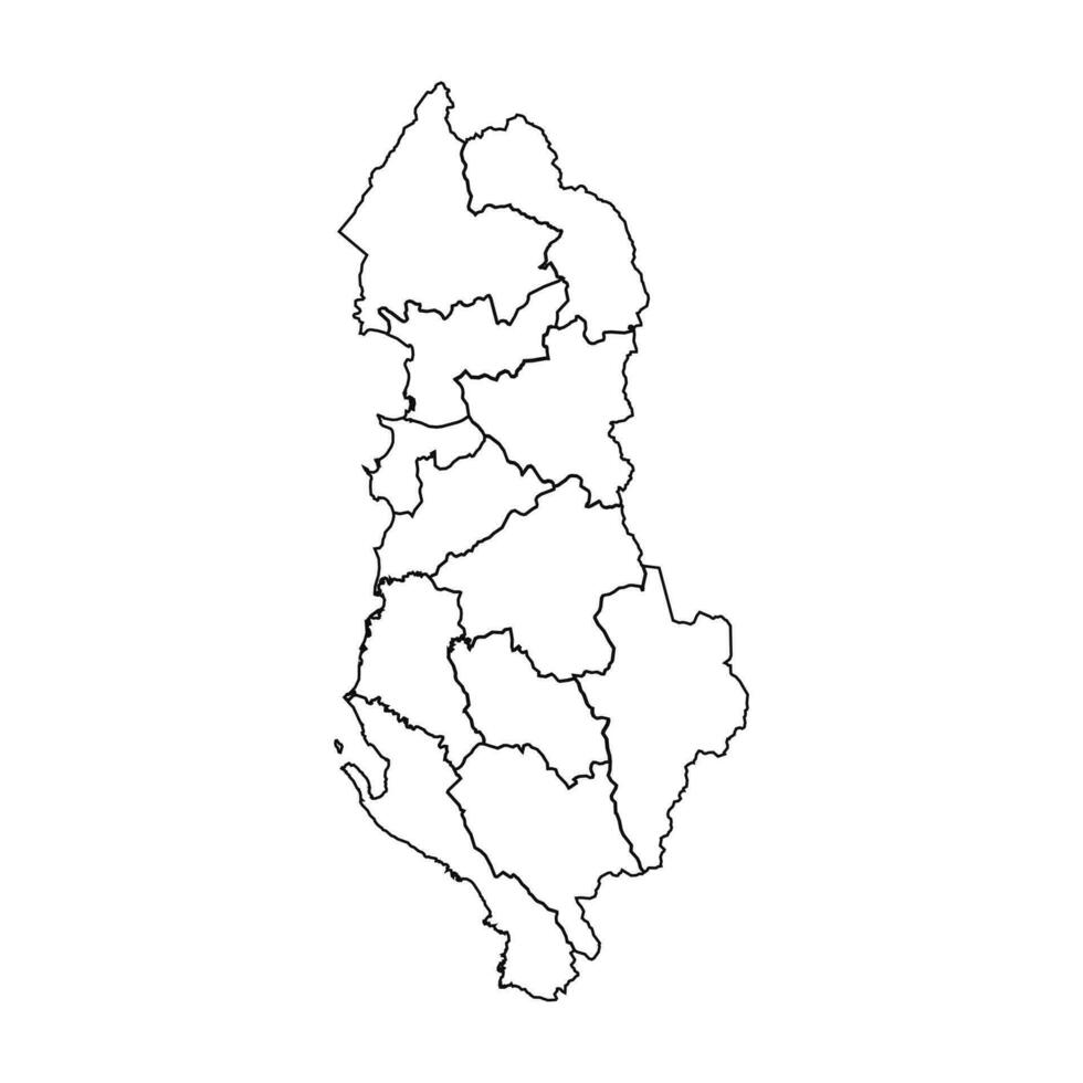 schema schizzo carta geografica di Albania con stati e città vettore