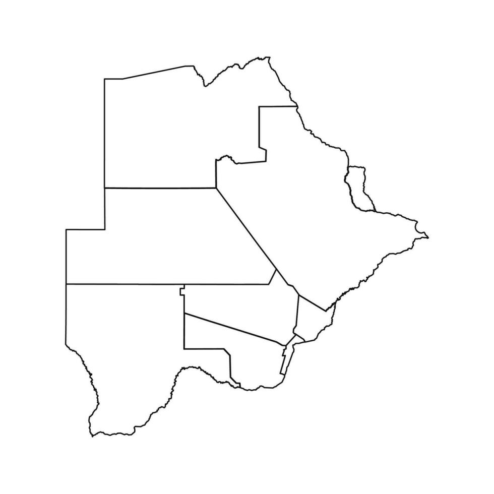 schema schizzo carta geografica di Botswana con stati e città vettore