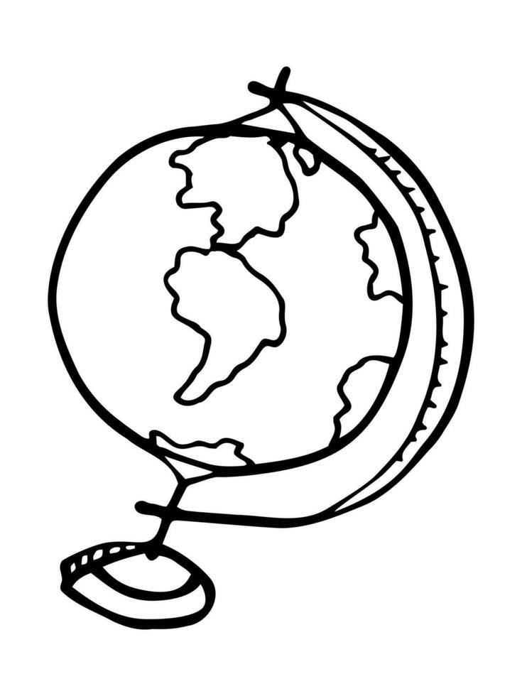isolato mano disegnato vettore illustrazione di globo. geografia, carta geografica, terra. inchiostro penna. scarabocchio.