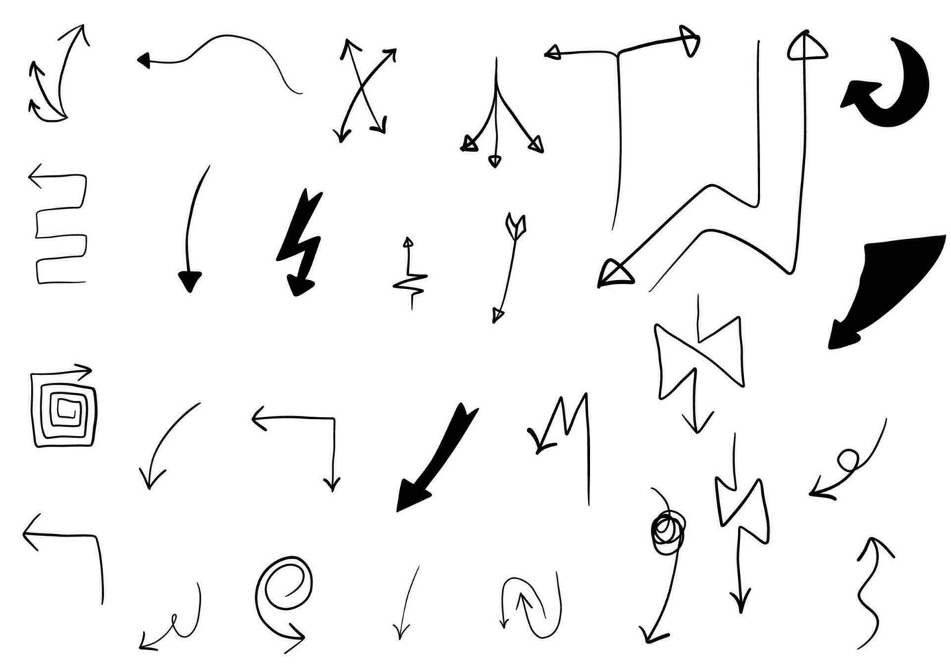 impostato di vettore mano drawning frecce.direzioni segni o simboli,freccia,fuoco d'artificio,arco,coda, cuore, impostare, linea , amore, discorso bolla, puntatore, vettore mano drawning frecce e direzione concetto.