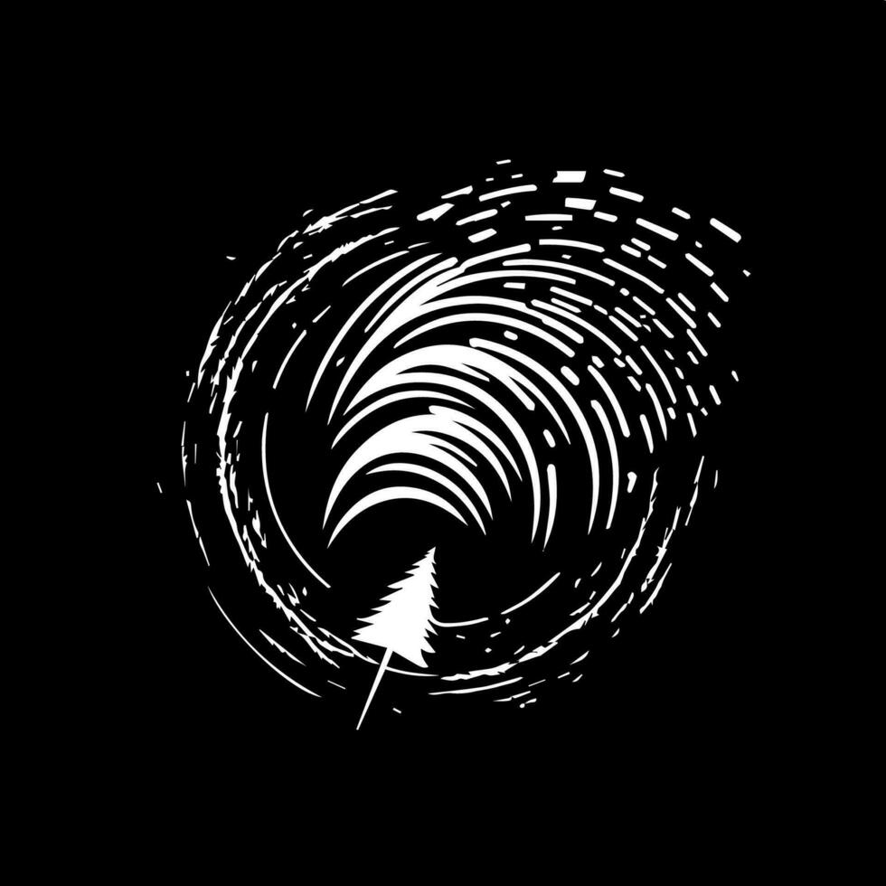 minimalista logo modello, bianca icona di uragano silhouette su nero sfondo, moderno logotipo concetto per attività commerciale identità, magliette Stampa, Infografica pittogramma vettore illustrazione