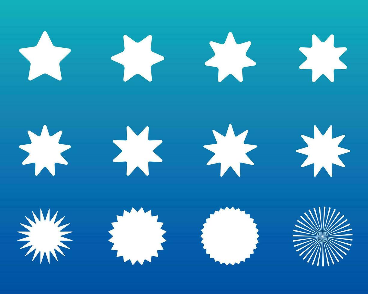 impostato di poliedrico stelle su un' blu sfondo vettore
