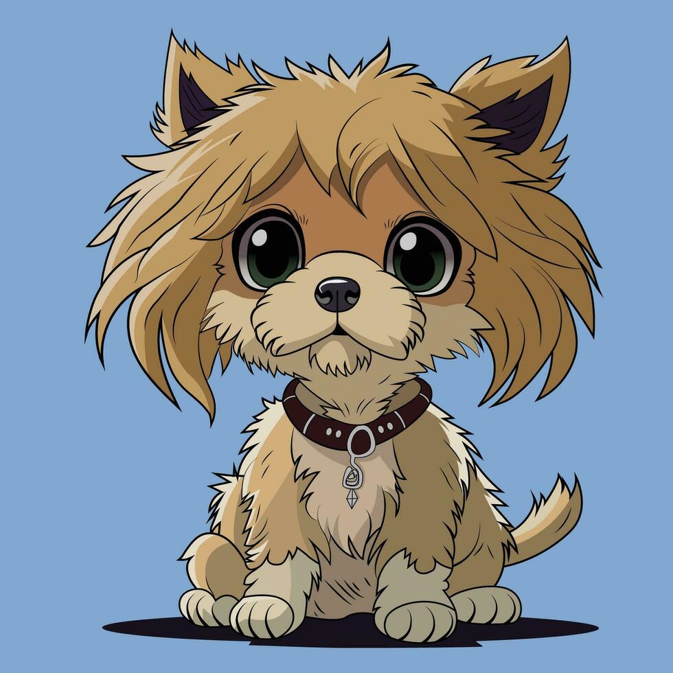 carino cartone animato cane yorkshire terrier con sfondo vettore illustrazione.