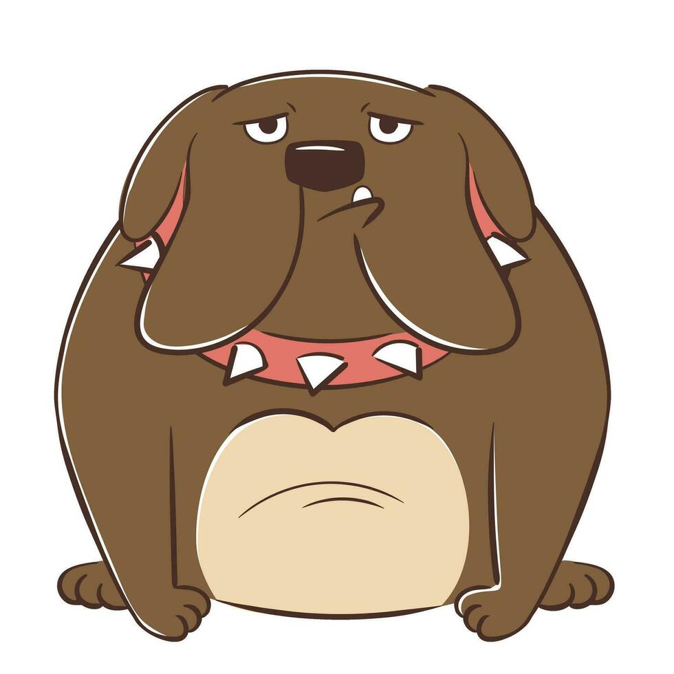 divertente cartone animato cane razza di razza enorme bulldog nel piatto stile. vettore