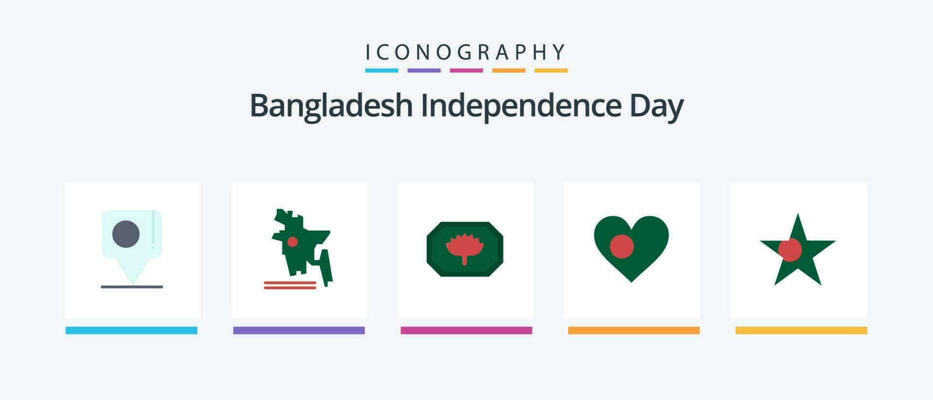 bangladesh indipendenza giorno piatto 5 icona imballare Compreso stella. bangladesh. bangladesh monogramma. bandiera. bangladesh. creativo icone design vettore