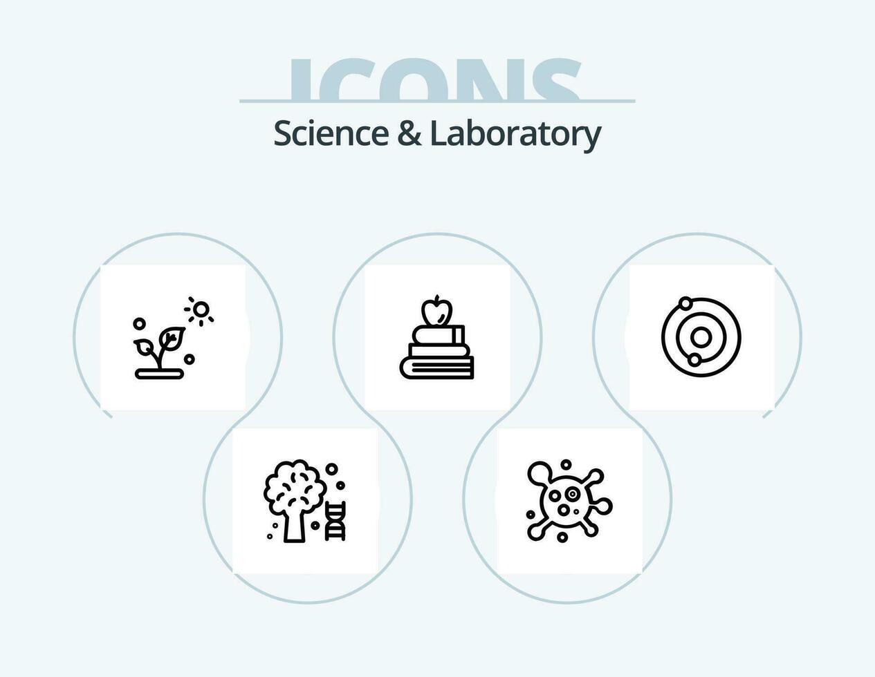 scienza linea icona imballare 5 icona design. . scienza. alberi. molecola. scienza vettore