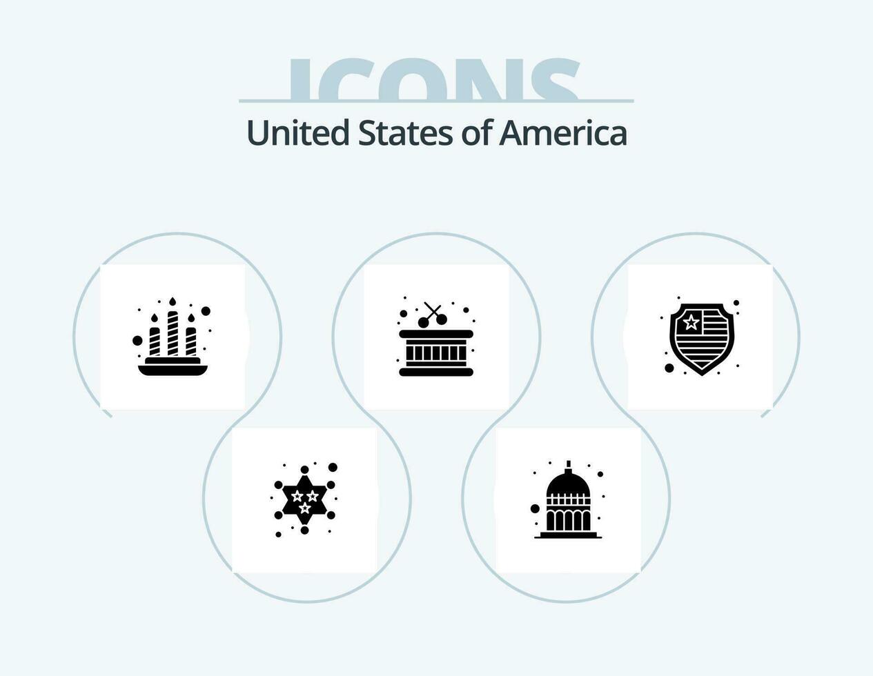 Stati Uniti d'America glifo icona imballare 5 icona design. . protezione. candela. americano. strumento vettore