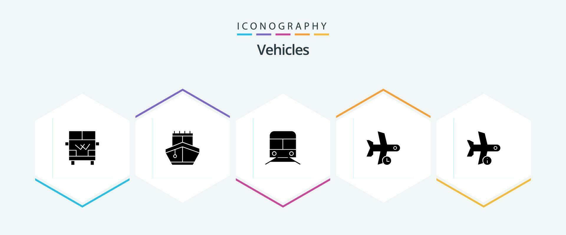 veicoli 25 glifo icona imballare Compreso trasporto. aereo. la metropolitana. volo. veicoli vettore