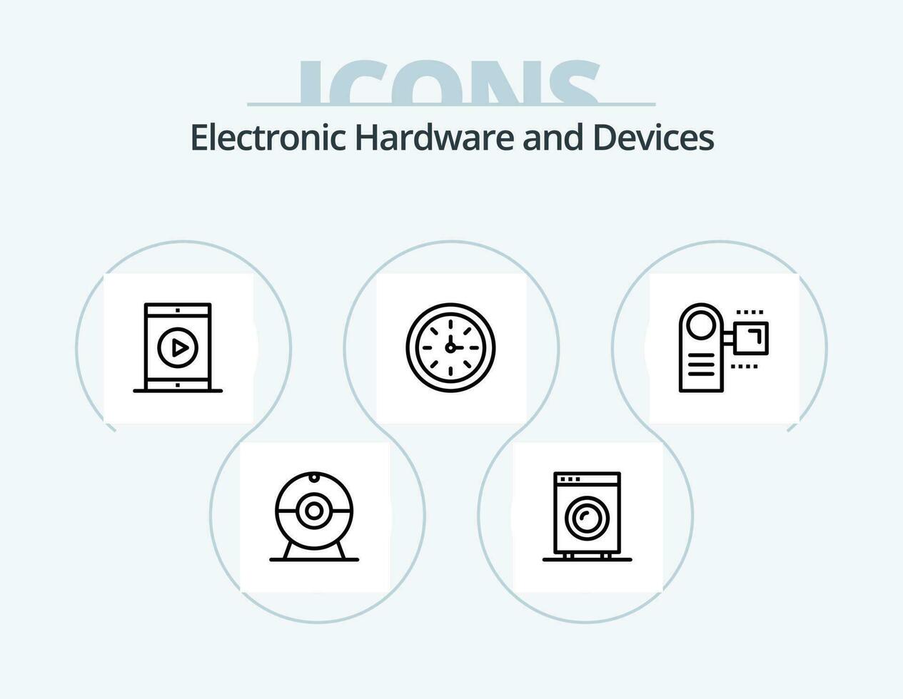 dispositivi linea icona imballare 5 icona design. i phone. oratore. attrezzatura. musica. Telefono vettore