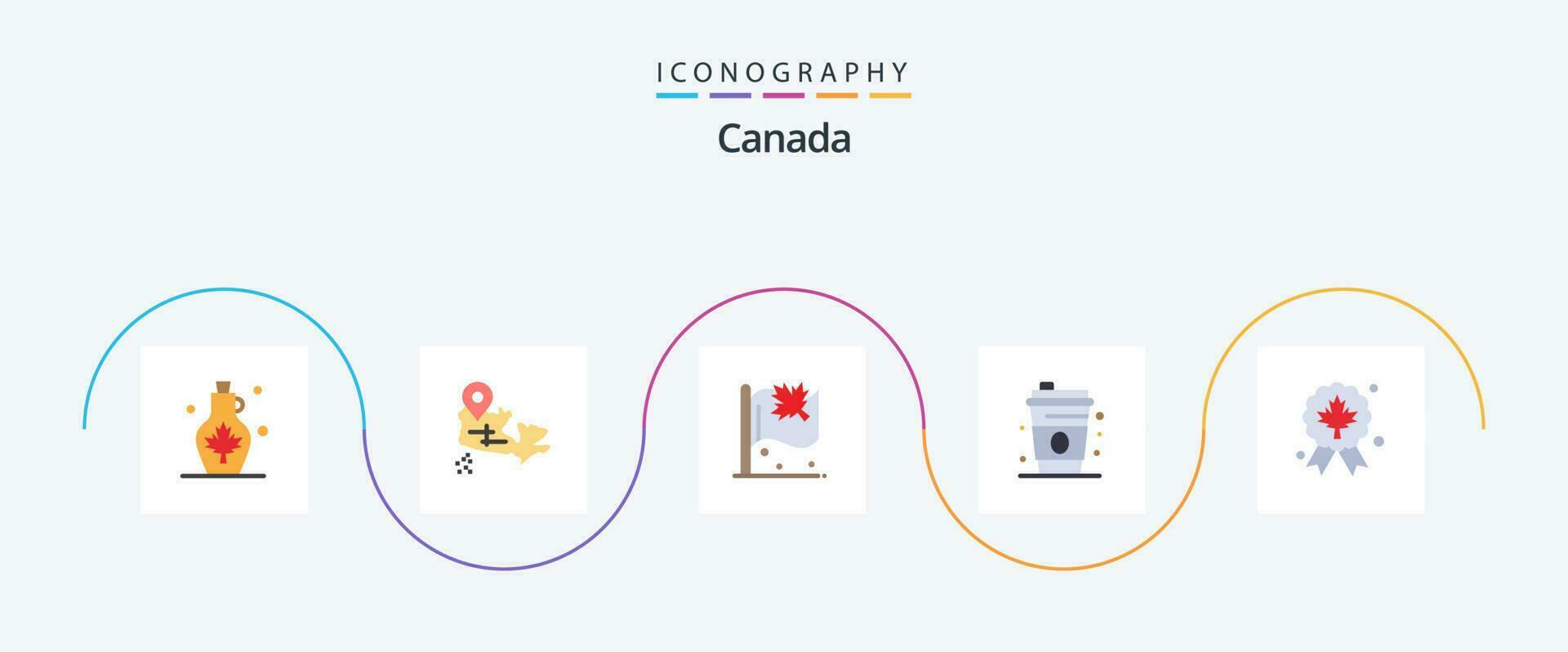 Canada piatto 5 icona imballare Compreso distintivo. foglia. bandiera. Canada. bicchiere vettore