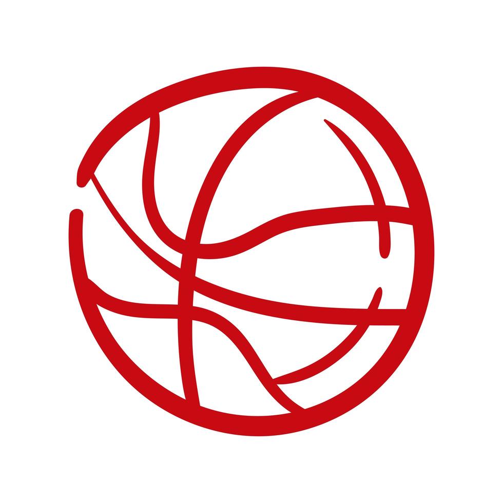 icona di stile di disegno della mano del pallone da basket vettore