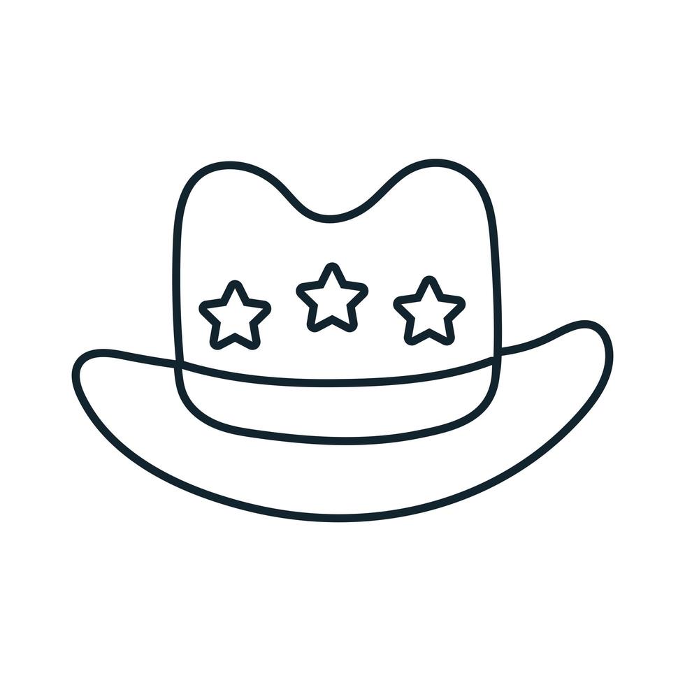 cappello da sceriffo con stile linea stelle vettore