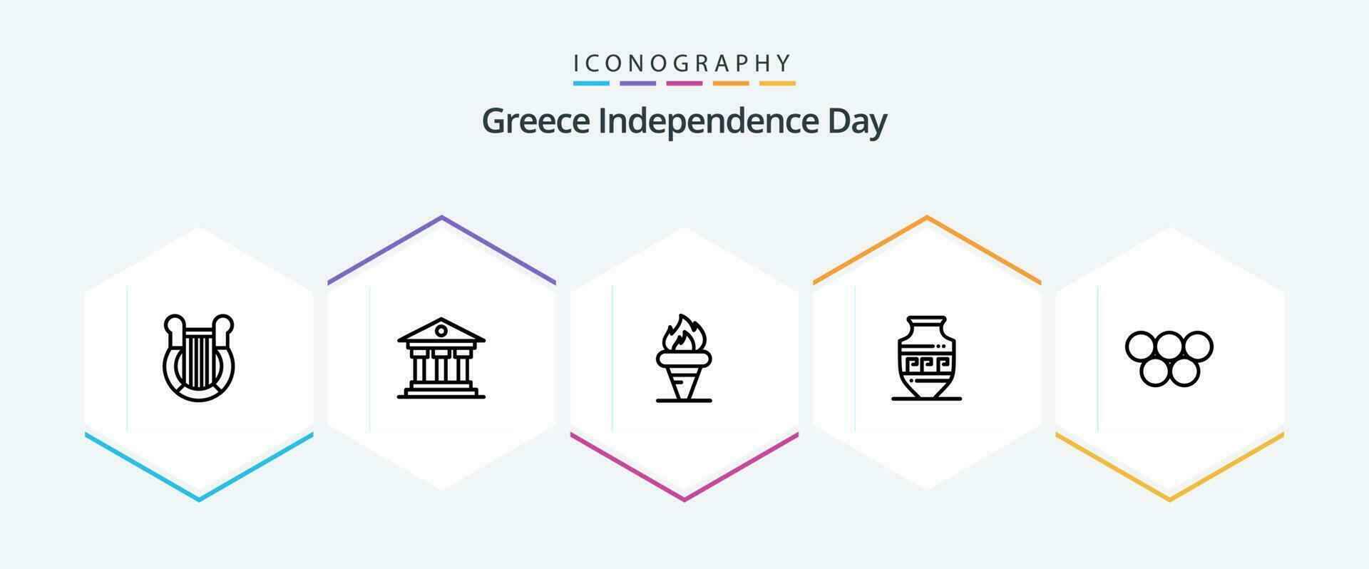 Grecia indipendenza giorno 25 linea icona imballare Compreso barattolo. antico barattolo. Irlanda. anfora. Tenere vettore