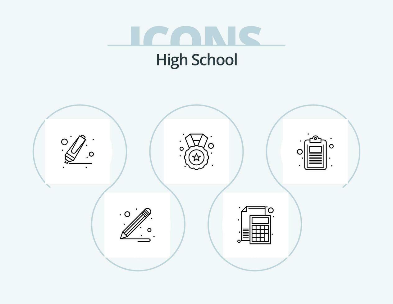 alto scuola linea icona imballare 5 icona design. idee. formazione scolastica. ricerca. studia. conferenza vettore
