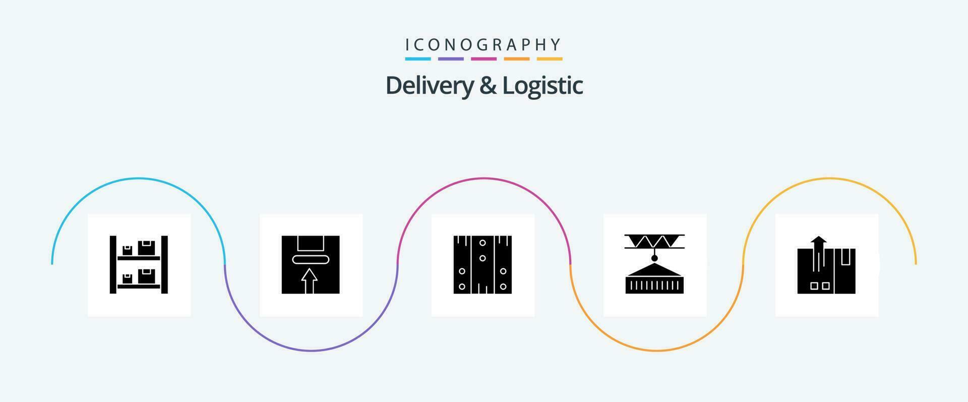 consegna e logistica glifo 5 icona imballare Compreso logistico. carico. logistico. Di legno. logistica vettore