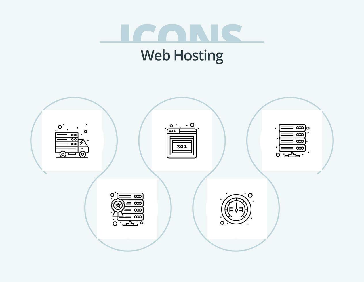 ragnatela ospitando linea icona imballare 5 icona design. vpn. server. riparazione. Banca dati. utensili vettore