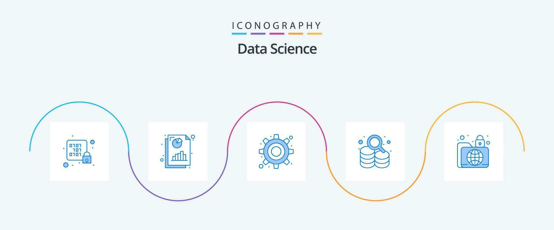 dati scienza blu 5 icona imballare Compreso cartella. ricerca. grafico. recupero. dati vettore