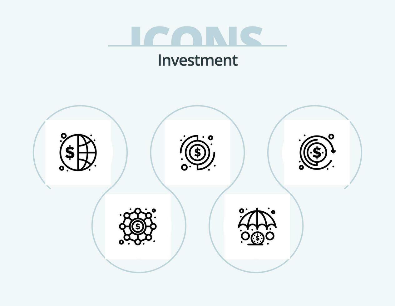 investimento linea icona imballare 5 icona design. profitto. reddito. in linea. spese. investimento vettore