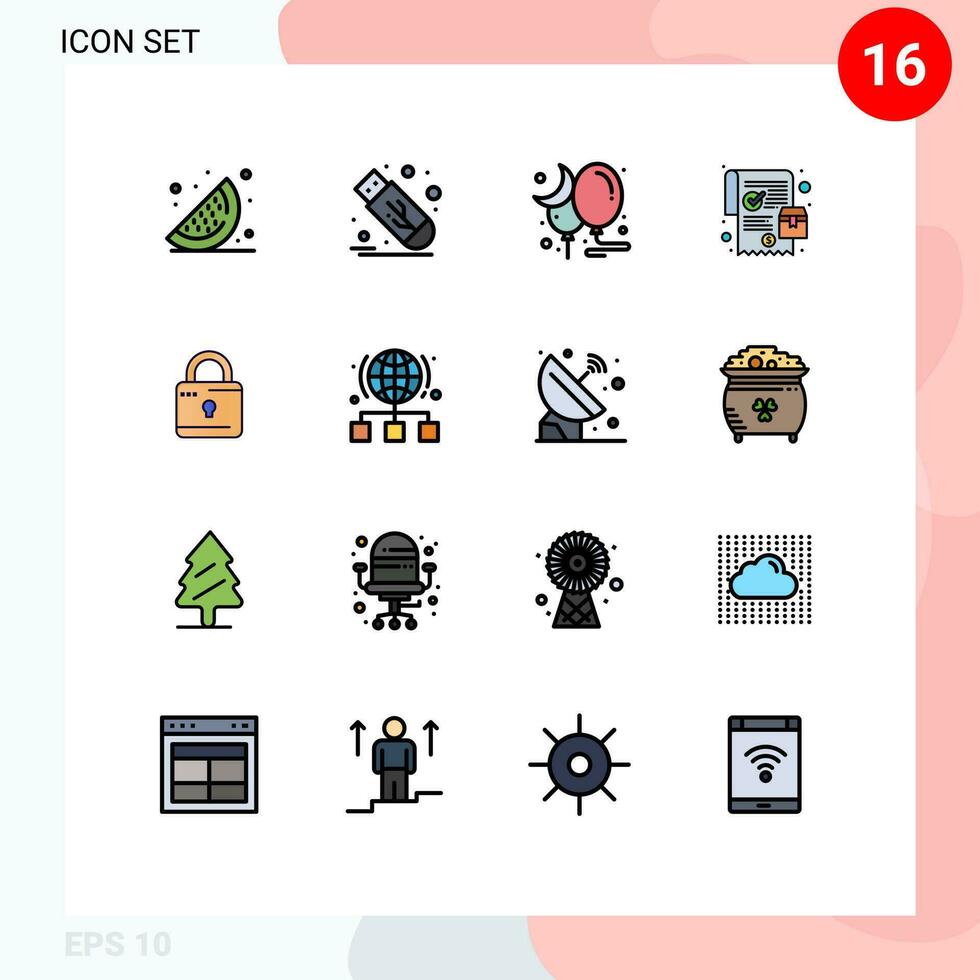 16 creativo icone moderno segni e simboli di bloccato serratura Luna in linea ordine ordine modificabile creativo vettore design elementi