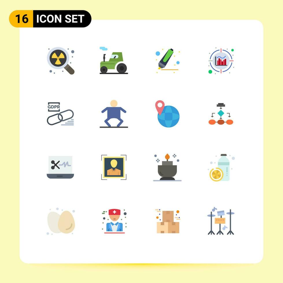 16 creativo icone moderno segni e simboli di sicuro GDPR disegno clip dati modificabile imballare di creativo vettore design elementi