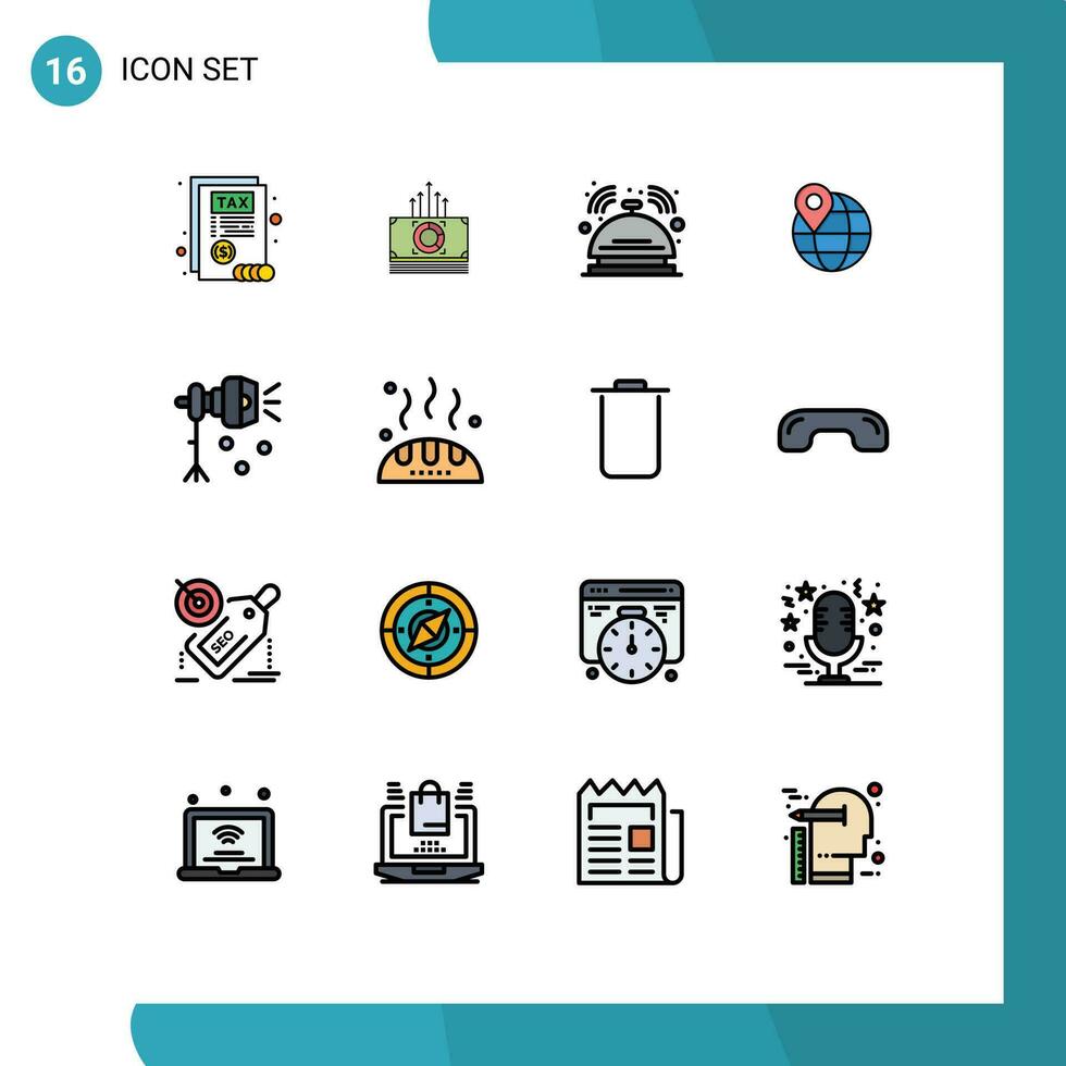 16 creativo icone moderno segni e simboli di leggero Internet maggiordomo globo Posizione modificabile creativo vettore design elementi