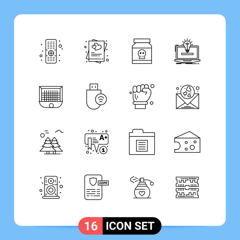 16 creativo icone moderno segni e simboli di soluzione idea Pericolo soluzione tossico modificabile vettore design elementi