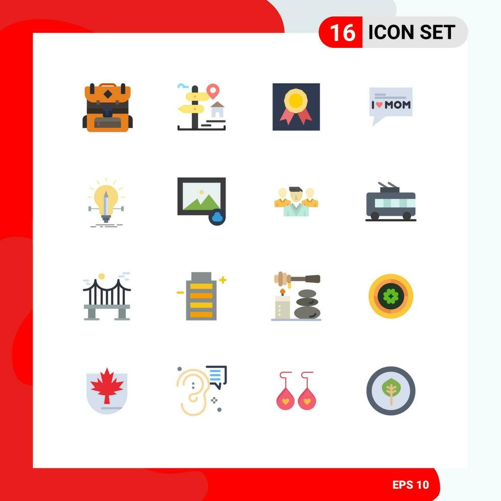 16 creativo icone moderno segni e simboli di soluzione lampadina distintivo mamma Messaggio modificabile imballare di creativo vettore design elementi