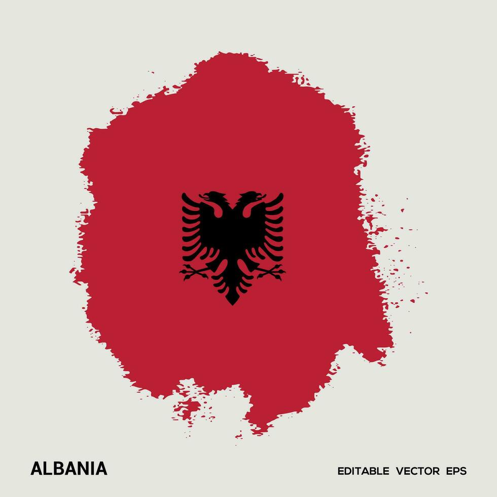 Albania bandiera spazzola vettore ictus, bandiera di Albania nel grunge spazzola ictus.