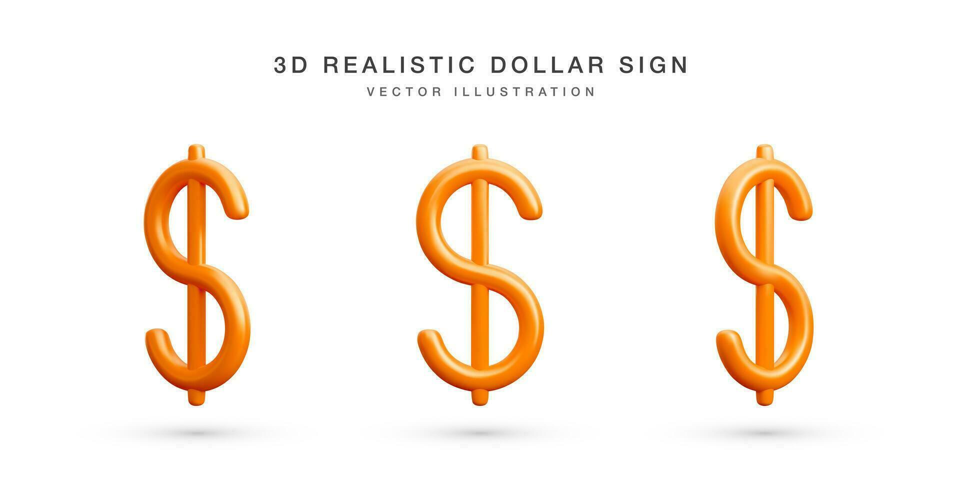 impostato di 3d realistico rosso dollari cartello. collezione di noi dollari moneta simbolo isolato su bianca sfondo. vettore illustrazione