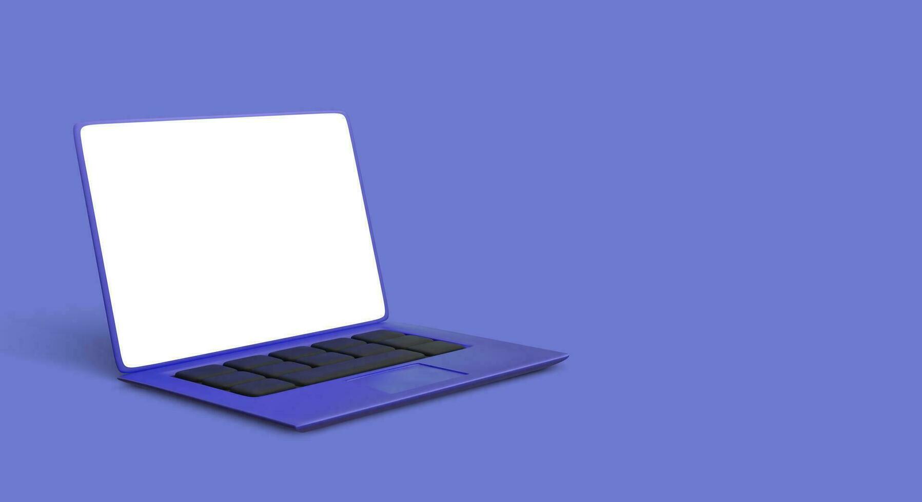 realistico blu 3d il computer portatile con ombra isolato su blu sfondo. vettore illustrazione