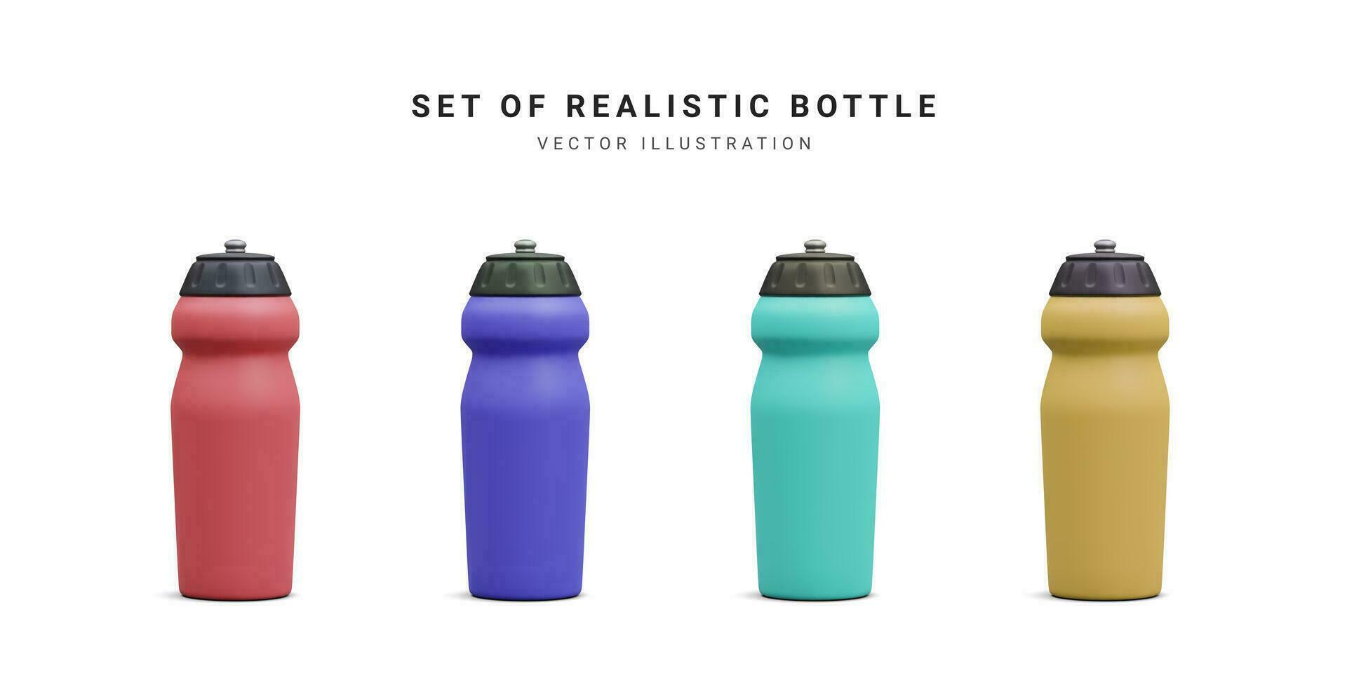 3d realistico impostato di sport bottiglia per fitness isolato su bianca sfondo. vettore illustrazione