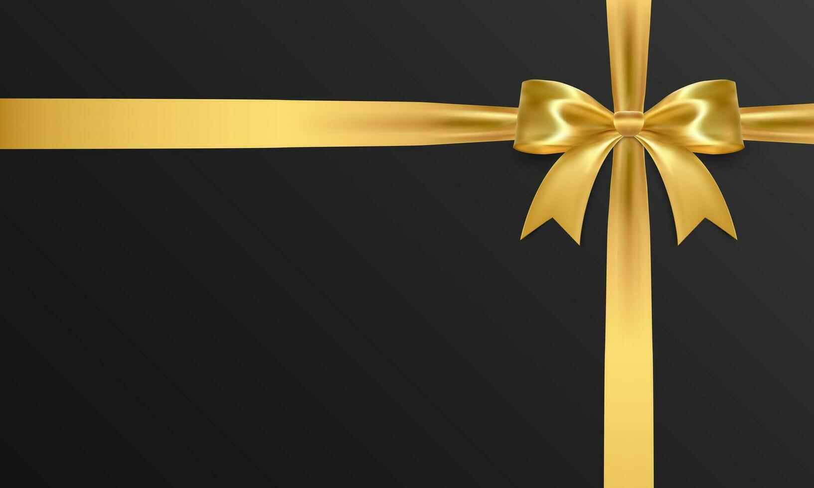 realistico vettore arco isolato su nero sfondo. d'oro regalo fiocchi per carte, presentazione, San Valentino giorno, Natale e compleanno illustrazioni