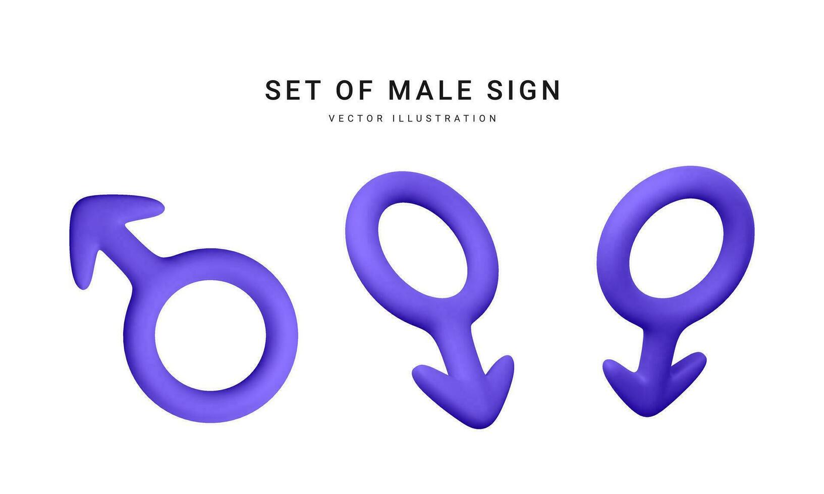 impostato di 3d realistico maschio simbolo isolato su bianca sfondo. rendering Genere icona. vettore illustrazione