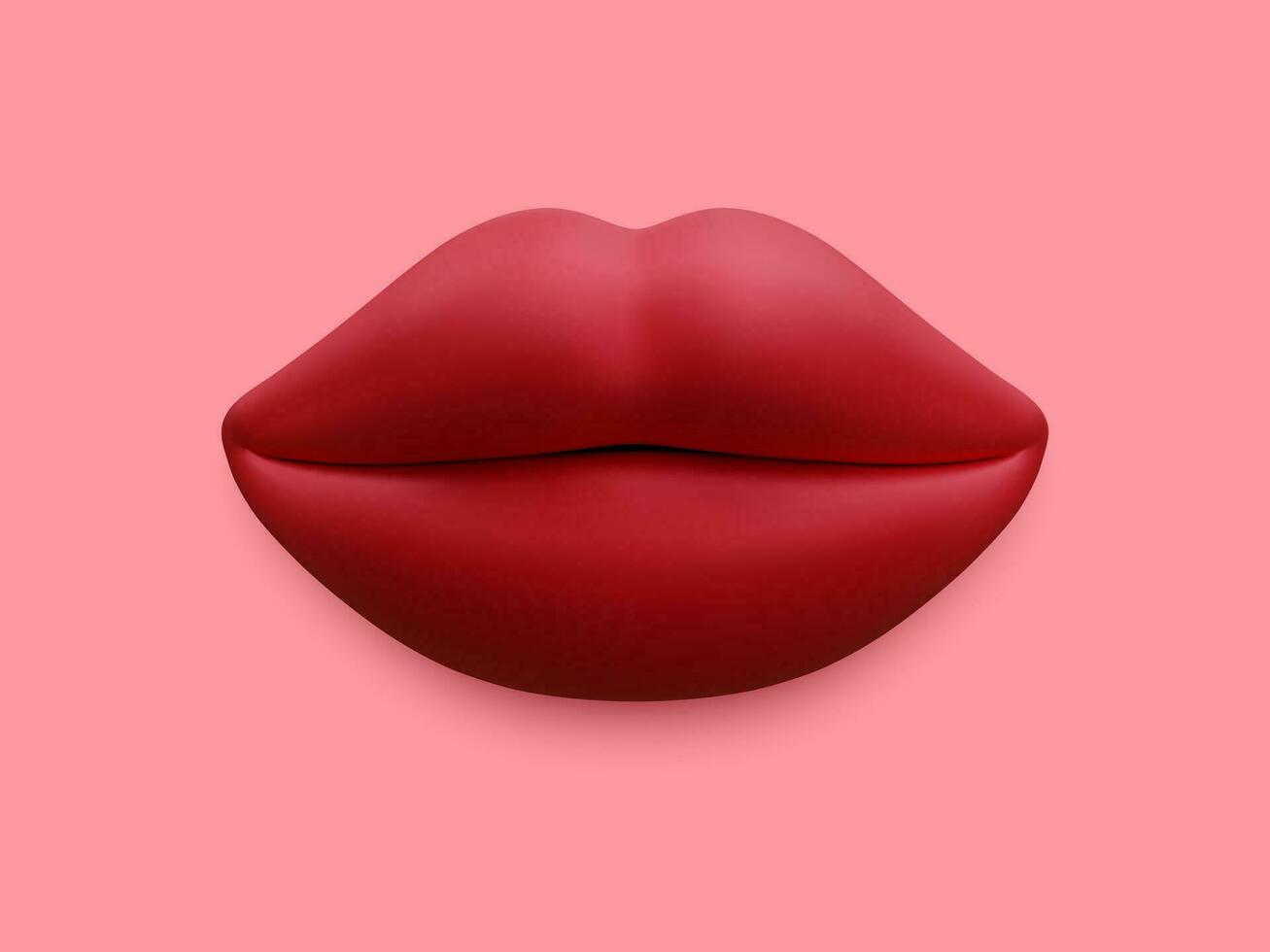 3d realistico bellissimo Da donna labbra isolato su pastello rosa sfondo. vettore illustrazione